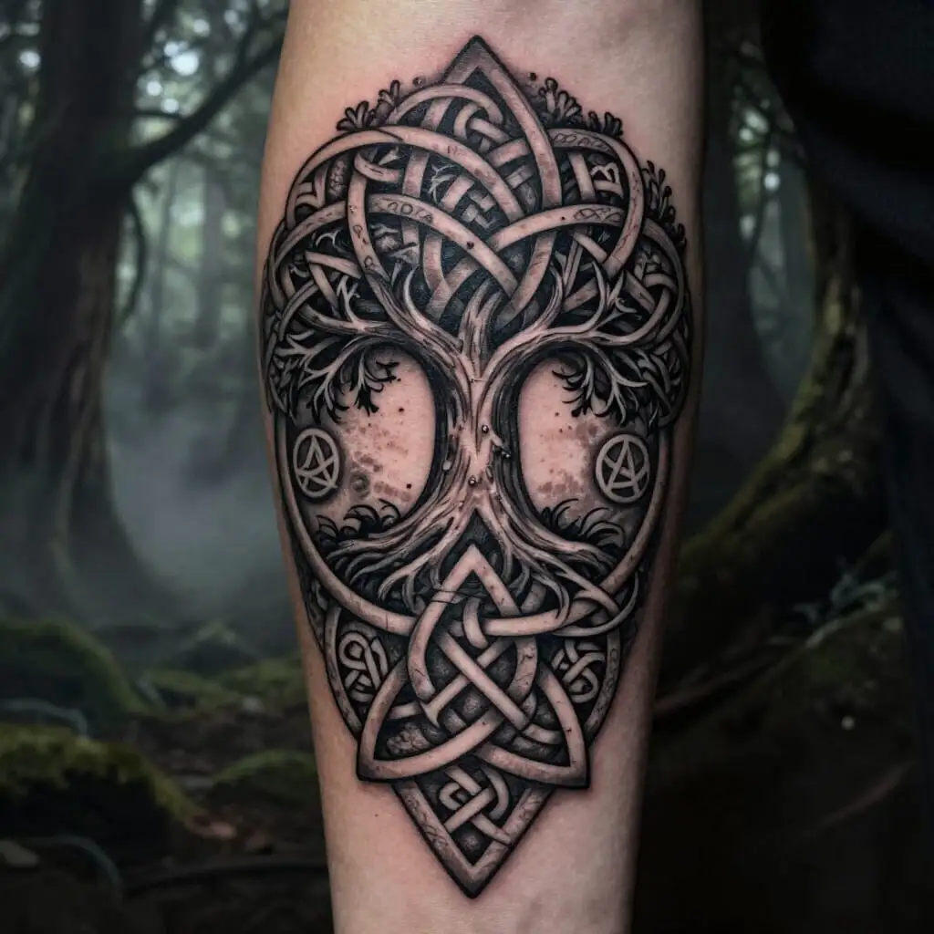 Tatouage celtique représentant les nœuds celtiques et leurs significations symboliques.